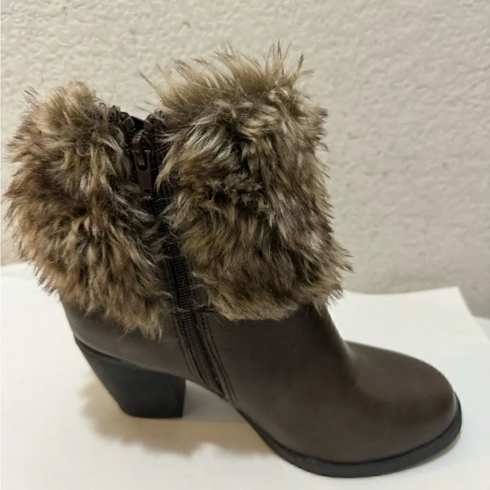Sugar Pursuit Brown Boots with Faux Fur Collar